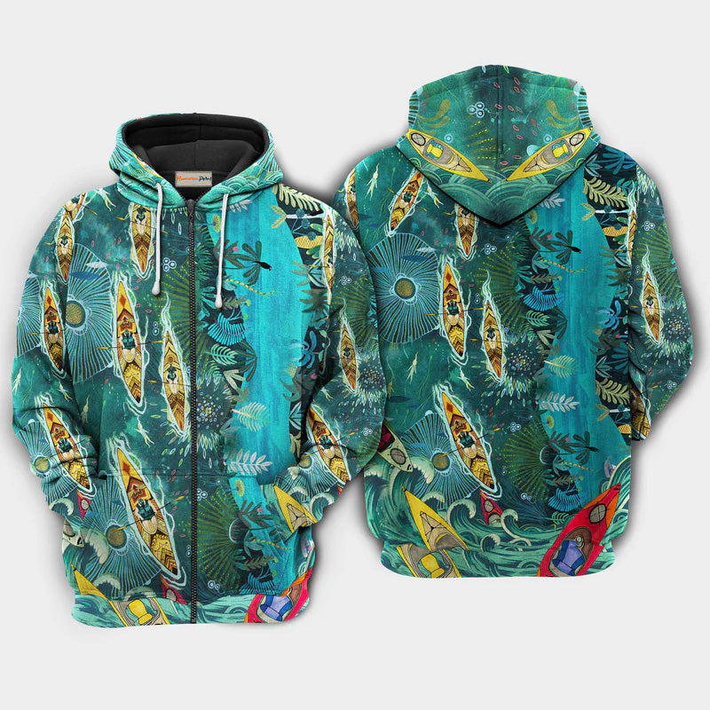 Rather Be Kayaking Quote Art – 3D Hoodie