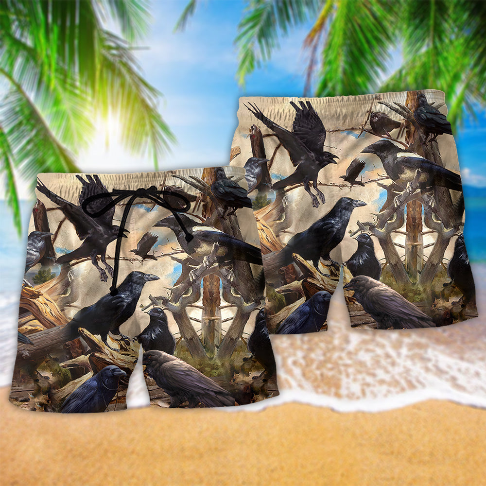Raven Mystery Quote Art - Beach Short