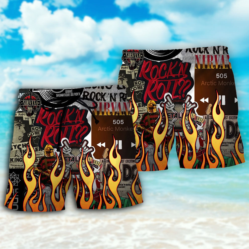 Rock Music Red Flame Energy - Beach Short
