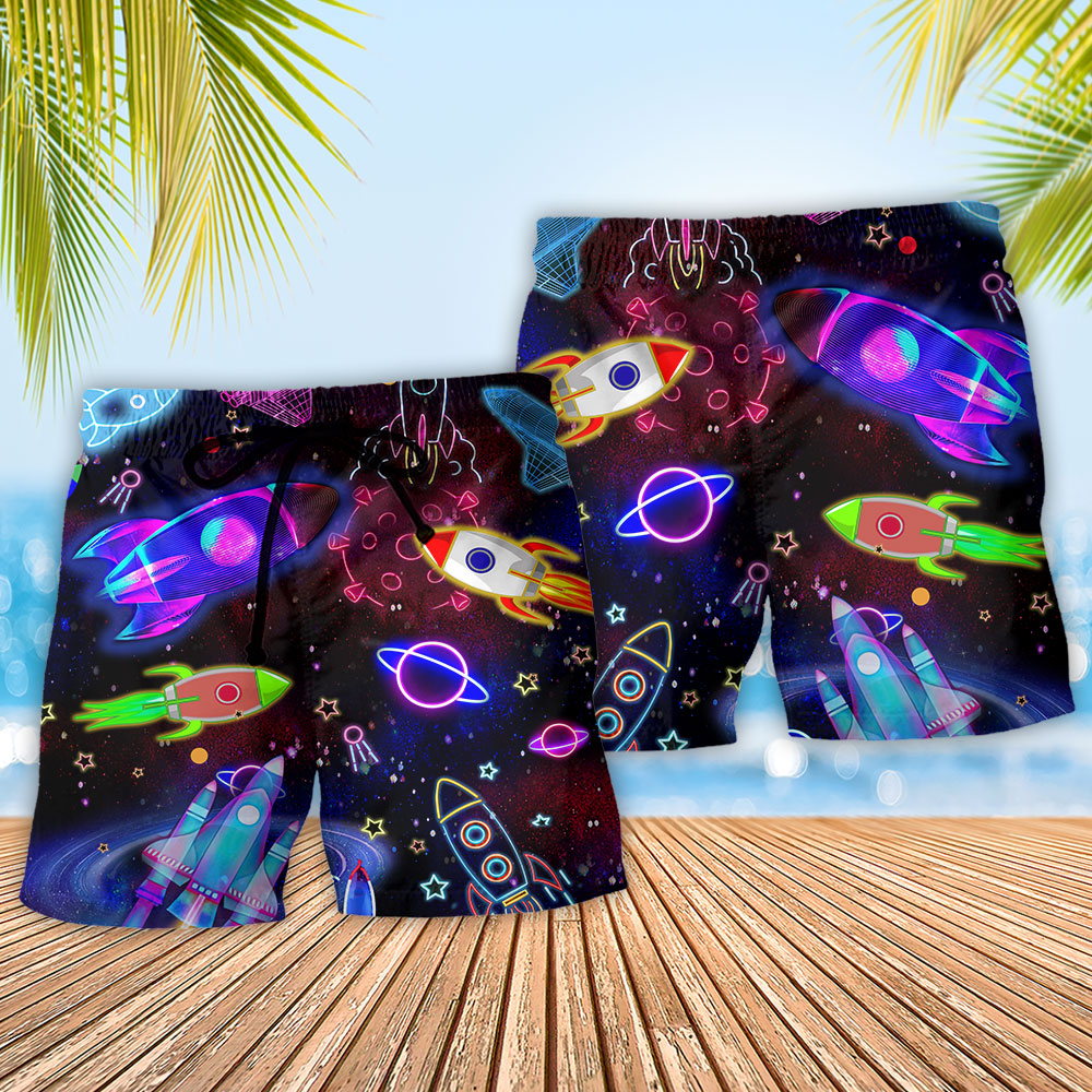 Rocket Shoot For The Stars Galaxy Art – Beach Short