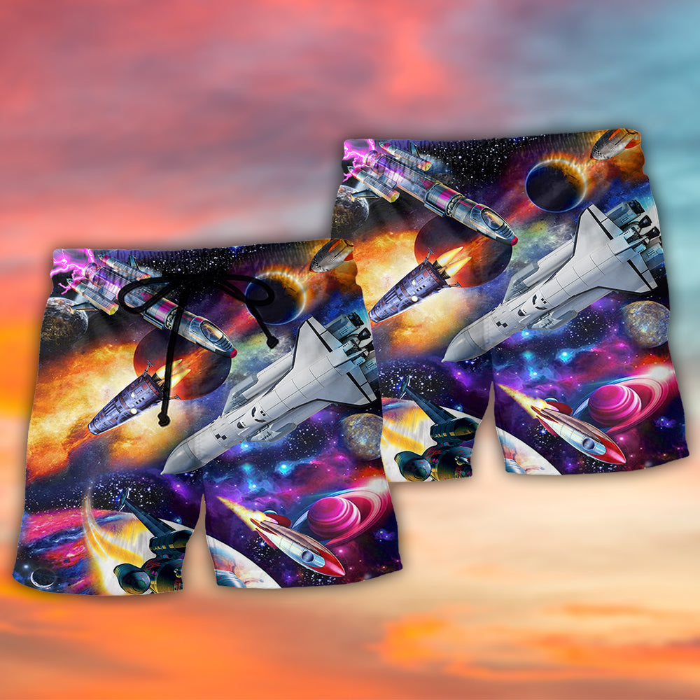 Colorful Rocket Space Style Art – Beach Short