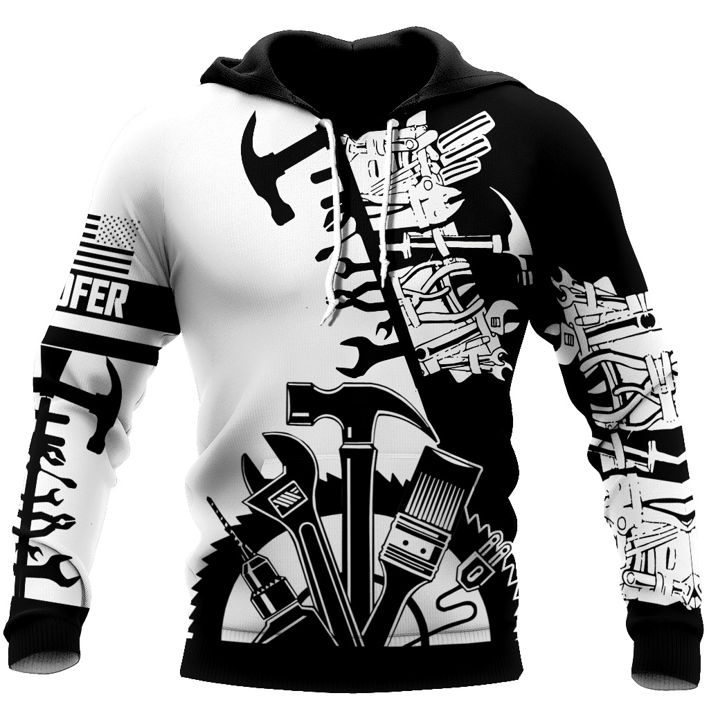 Roofer Black And White Art – 3D Hoodie