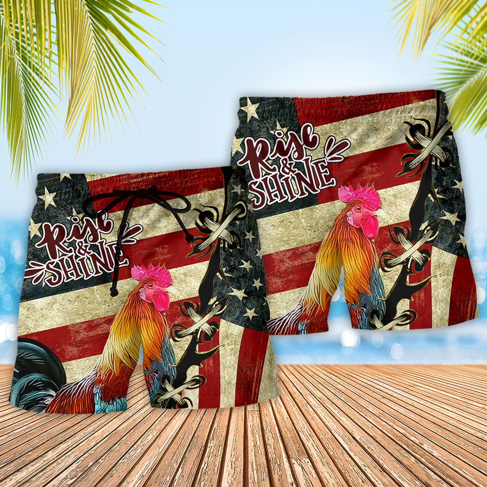 Farm Rooster Morning Rise – Beach Short