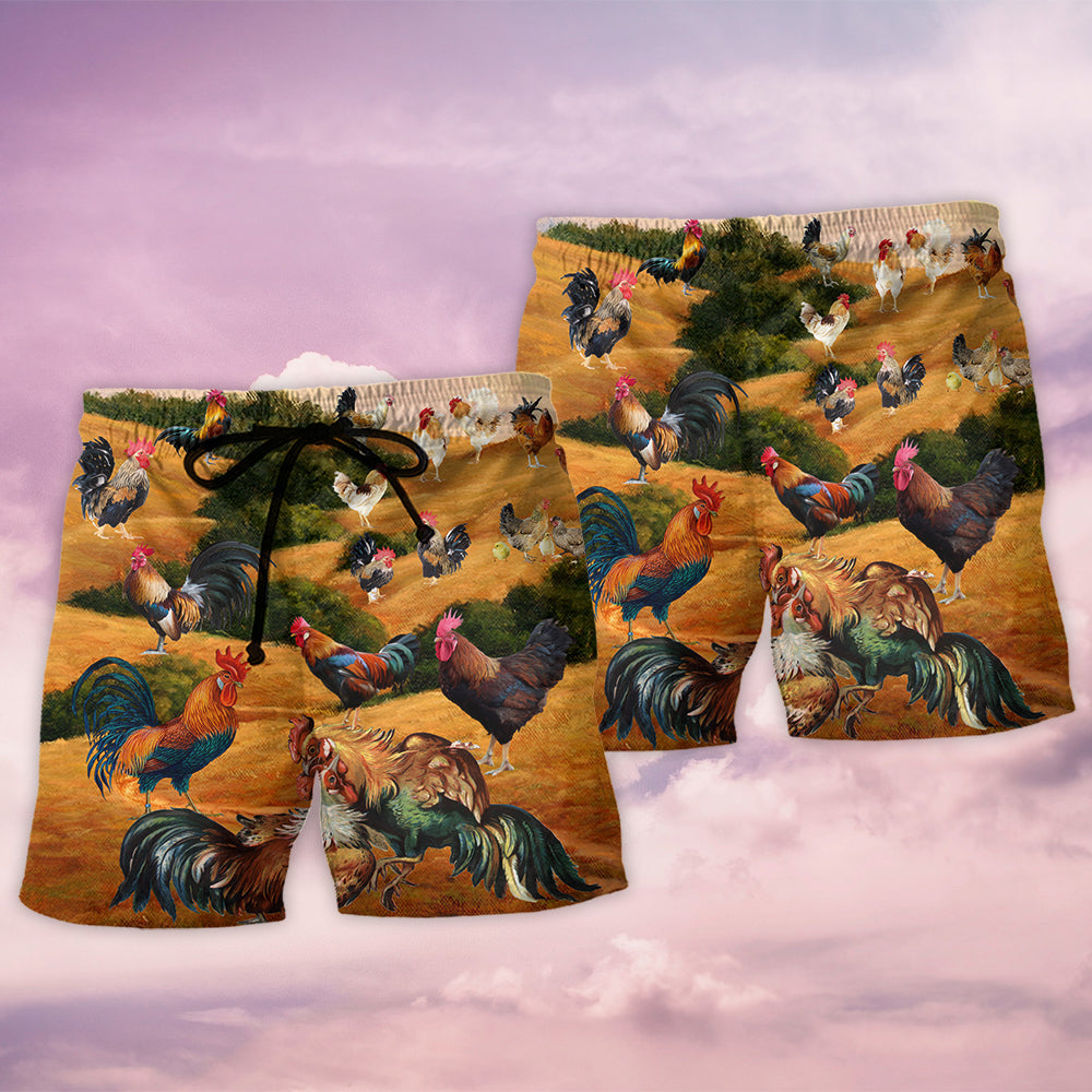 Autumn Rooster Farm Rustic – Beach Short