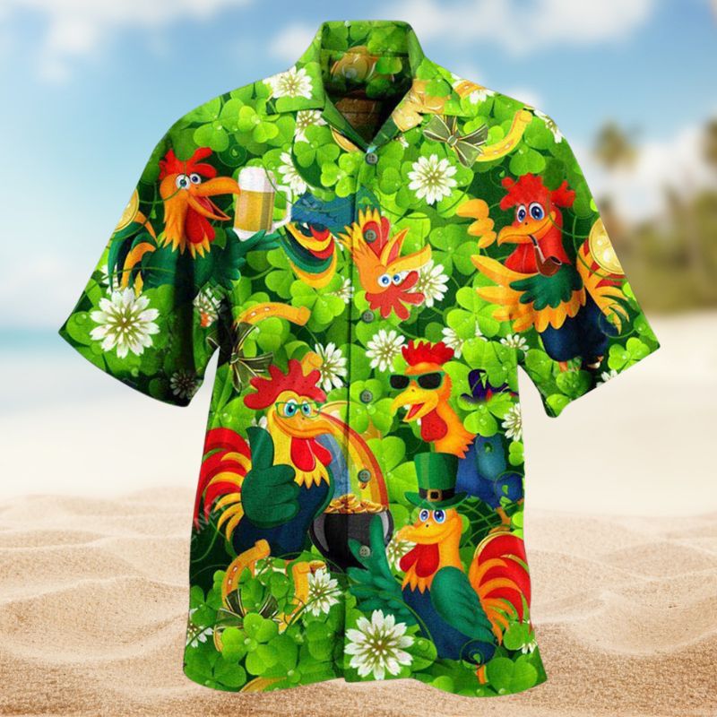 Rooster Luck Shamrock Edition – Hawaiian Shirt