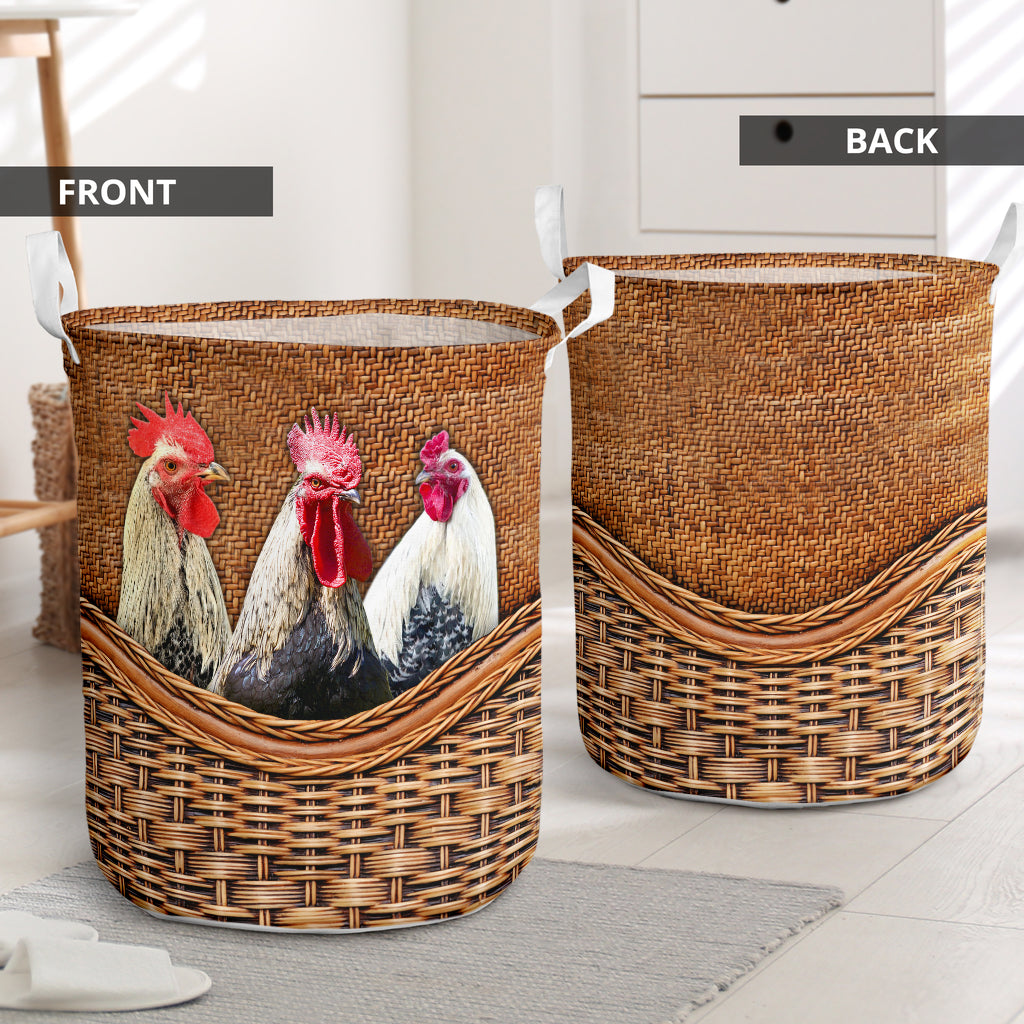Rooster Rattan Teaxture Cute Style - Laundry Basket - Owls Matrix LTD