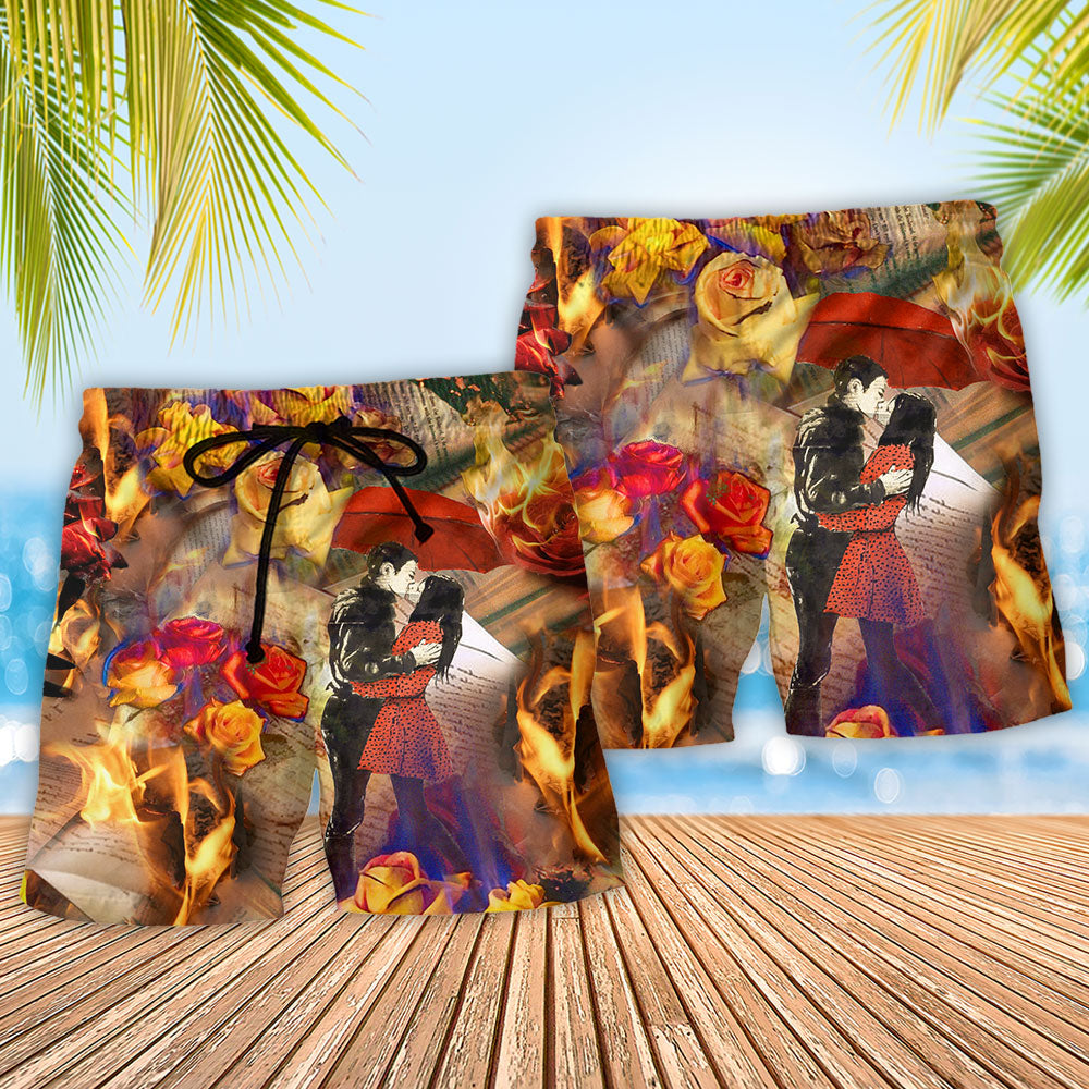 Roses Speak Of Love Quote Art – Beach Short