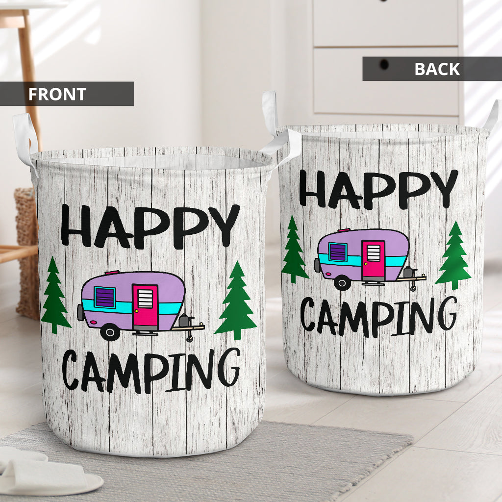 Camping van wooden happy - Laundry basket - LAUB04NGA070322-Owls Matrix