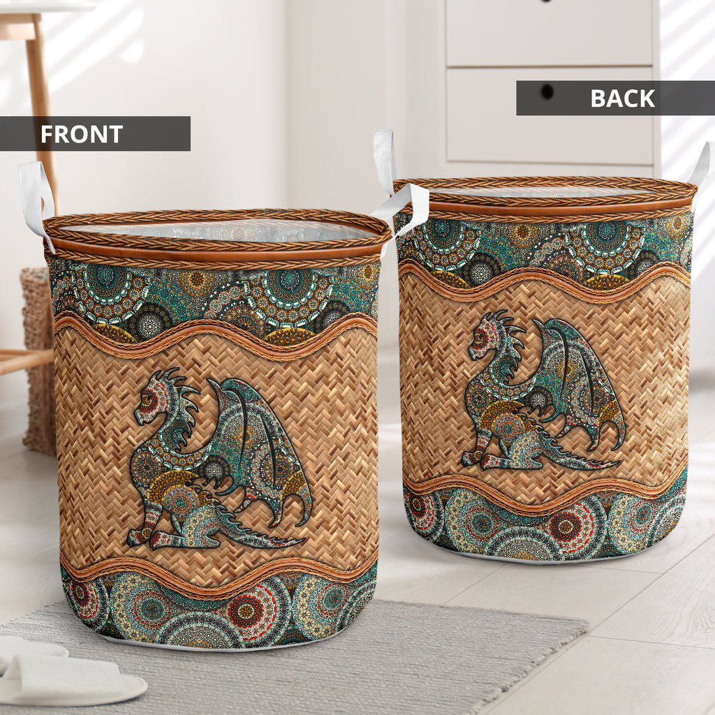 Dragon wicker mandala - Laundry basket-Owls Matrix