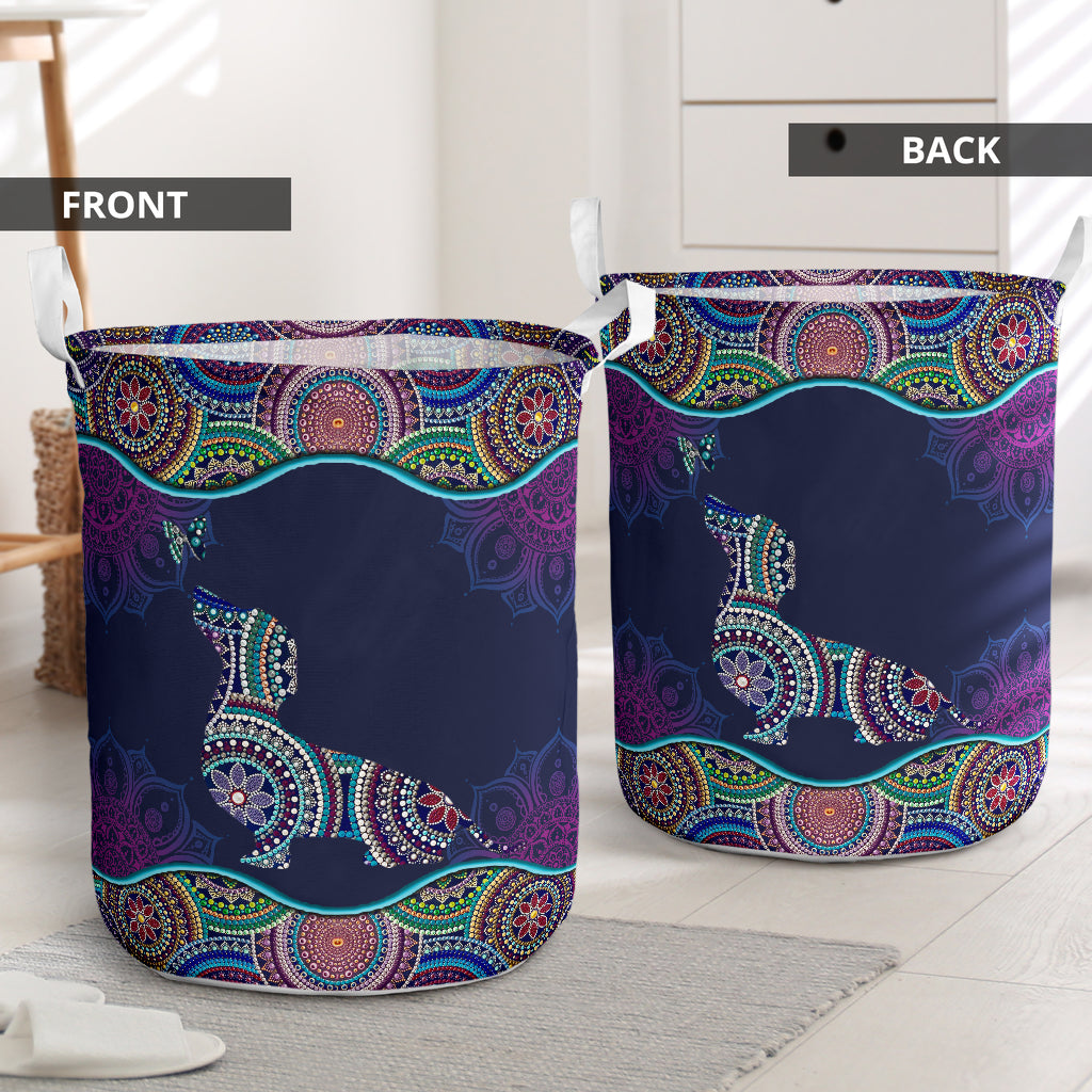 Dachshund dot mandala - Laundry basket-Owls Matrix