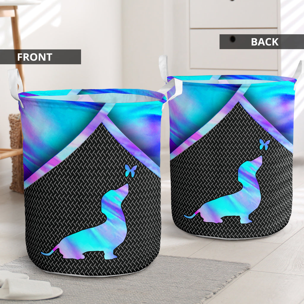 Cute blue dachshund liquid - Laundry basket-Owls Matrix