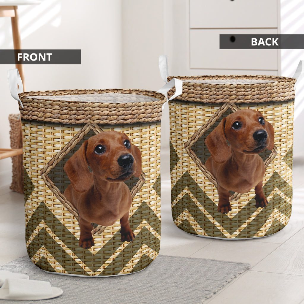 Dachshund lozenge ratan - Laundry basket-Owls Matrix