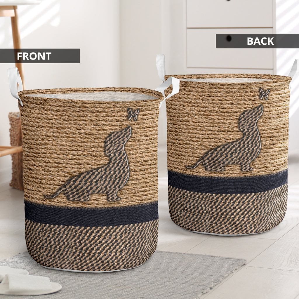 A dachshund rattan - Laundry basket-Owls Matrix