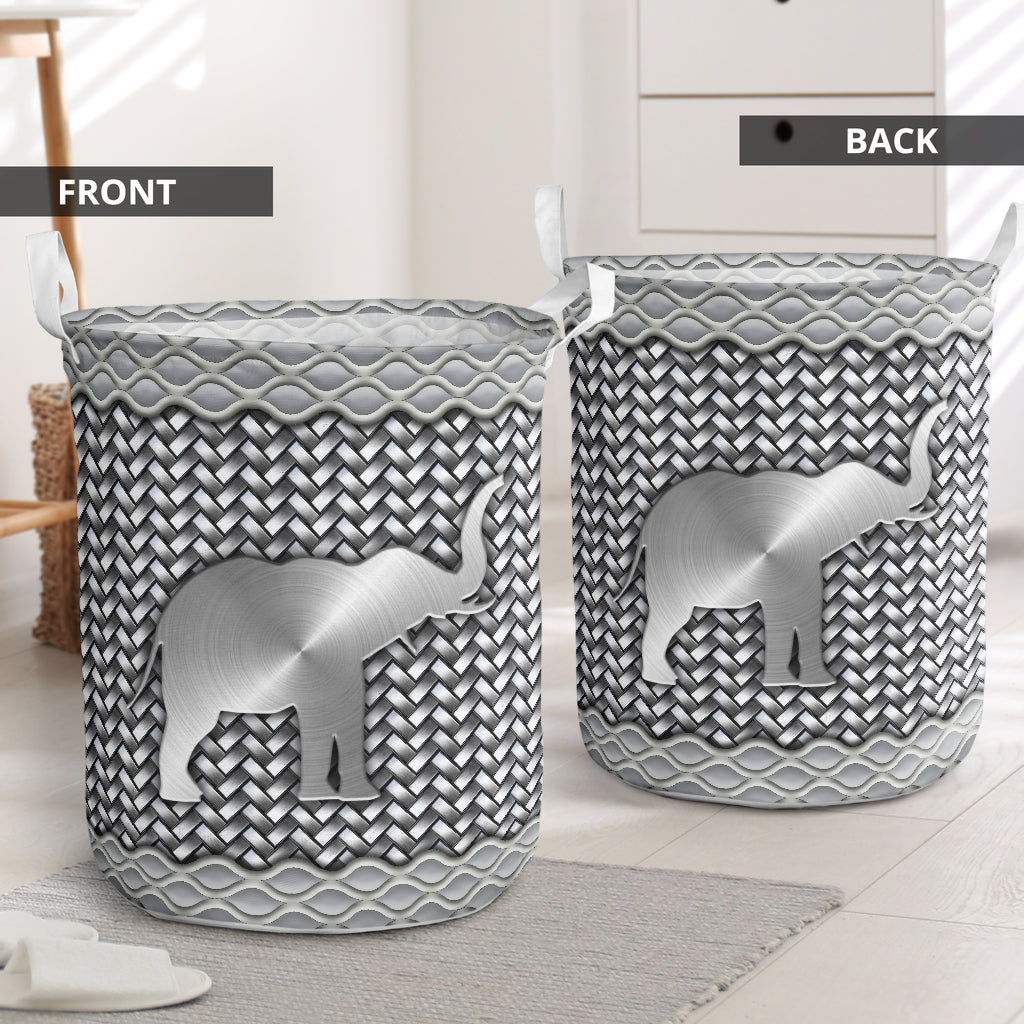 Elephant silver wicker - Laundry basket-Owls Matrix