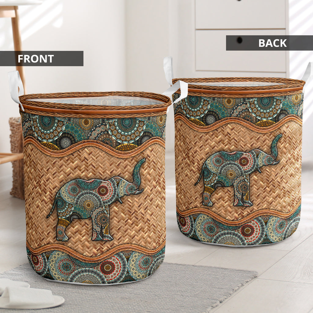 Elephant wicker mandala - Laundry basket-Owls Matrix