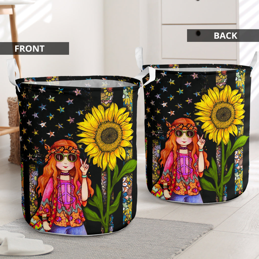 Cute hippie girl - Laundry basket-Owls Matrix