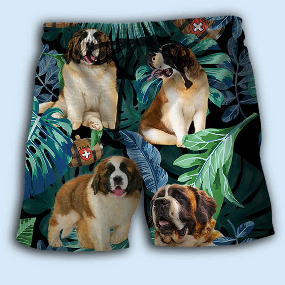 Saint Bernard Dog Tropical Leaf Art – Beach Short