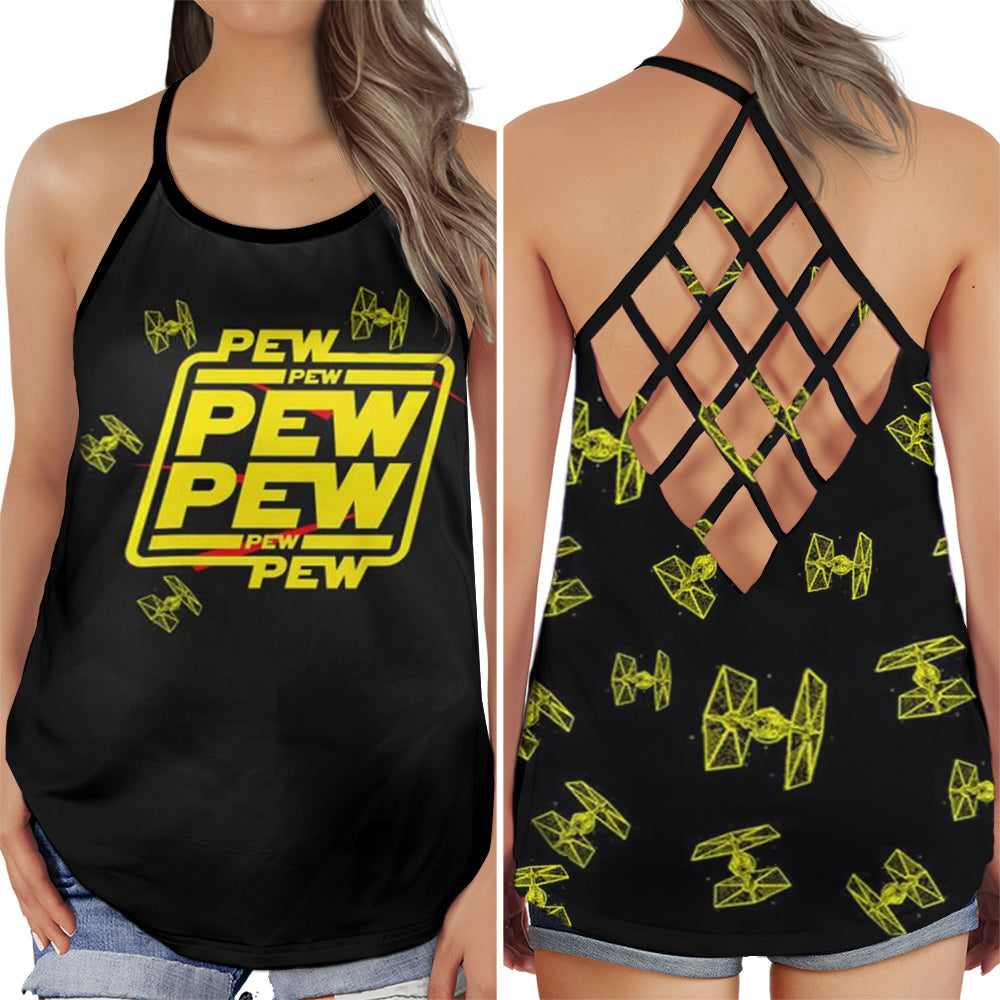 Funny Space Blaster Yellow Style - Hollow Tank Top