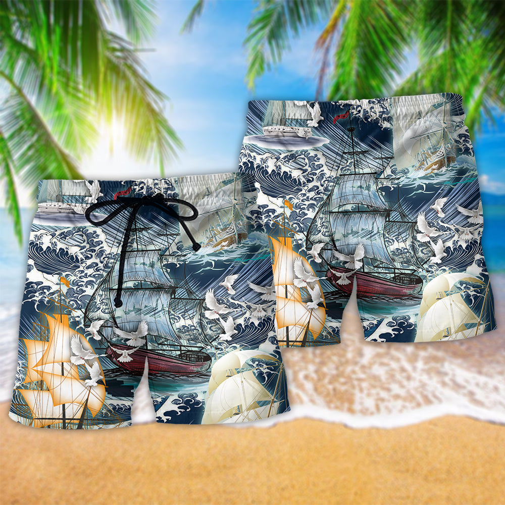 Dove Wave Ocean Peace Art – Beach Short