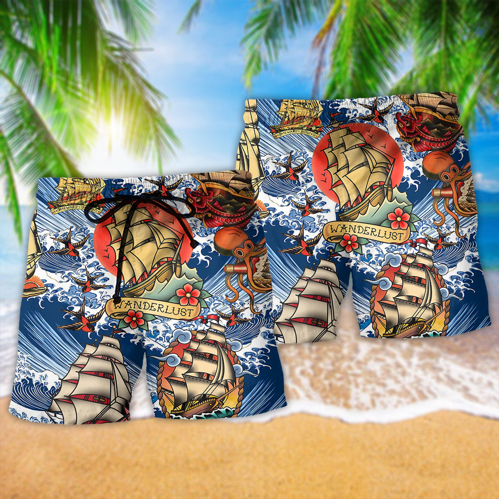 Sailing Stars Kiss The Ocean Art – Beach Short