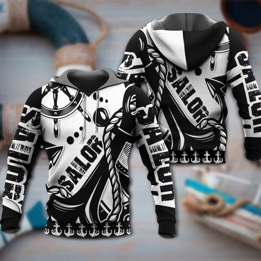 \Sailor Black And White Art – 3D Hoodie3