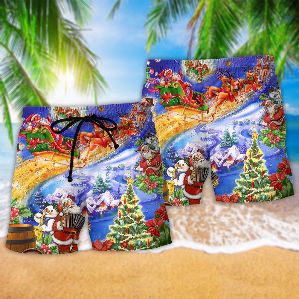 Santa Claus Christmas Night Love Art – Beach Short