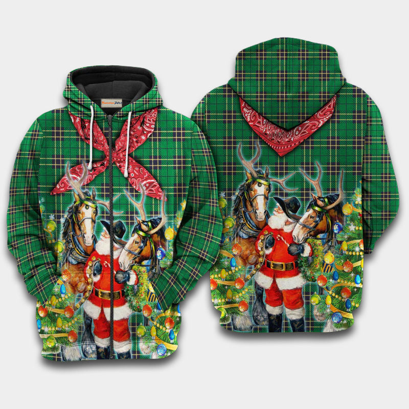 Santa Cowboy Christmas Art – 3D Hoodie