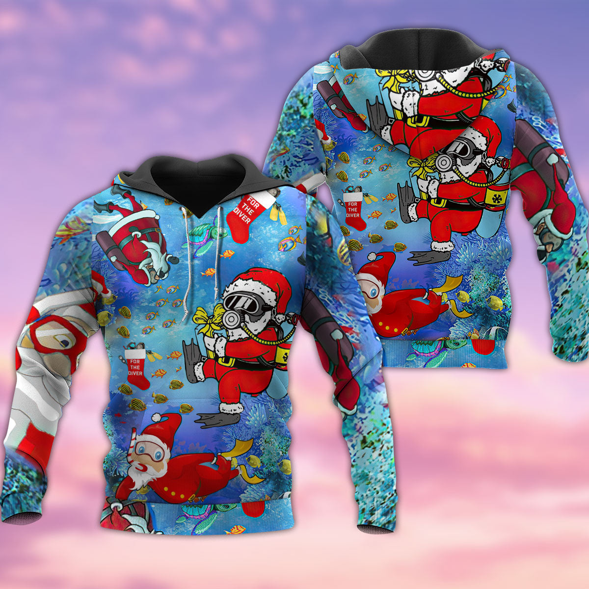 Santa Diving Ocean Christmas - 3D Hoodie3