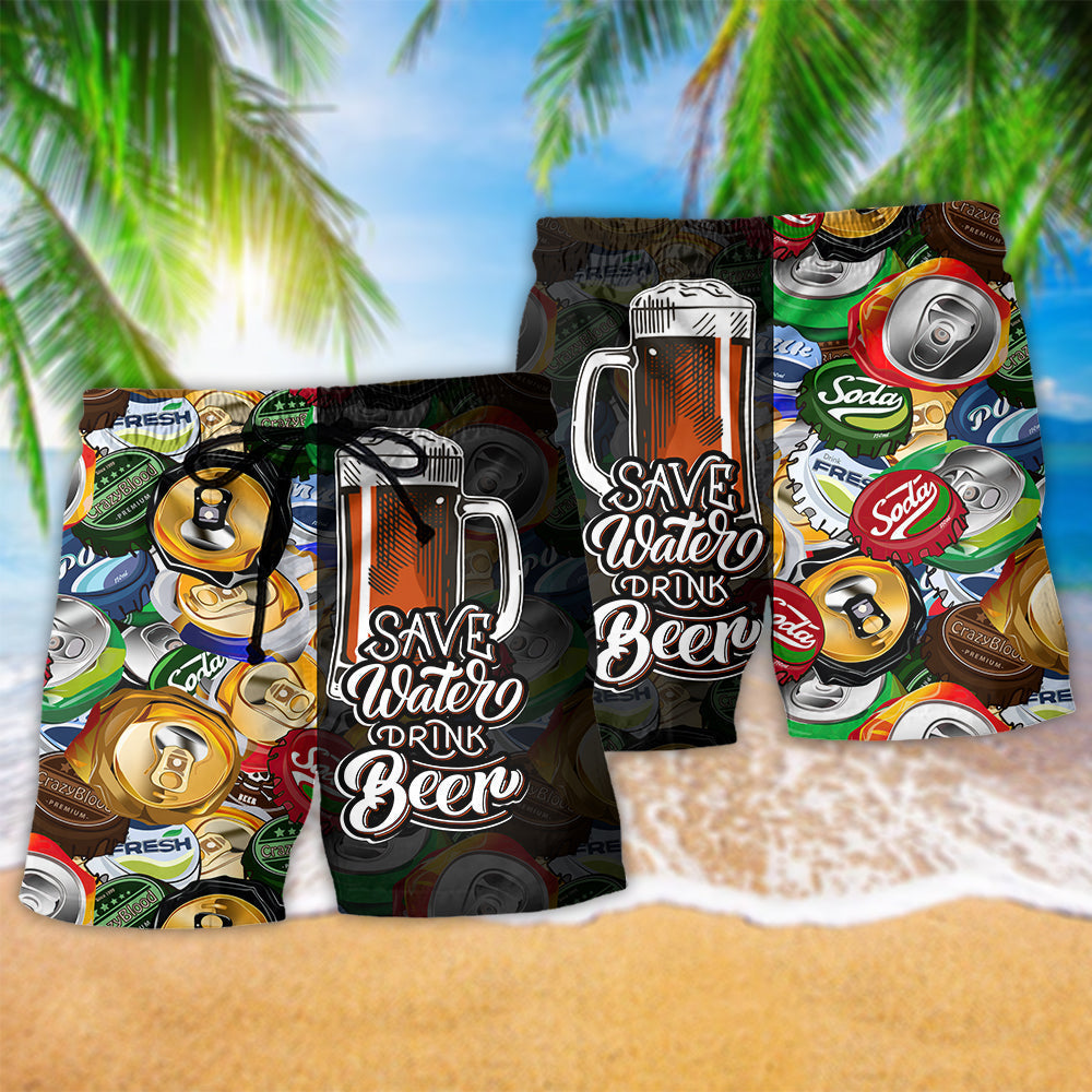 Save Water Drink Beer Humor Art – Beach Short