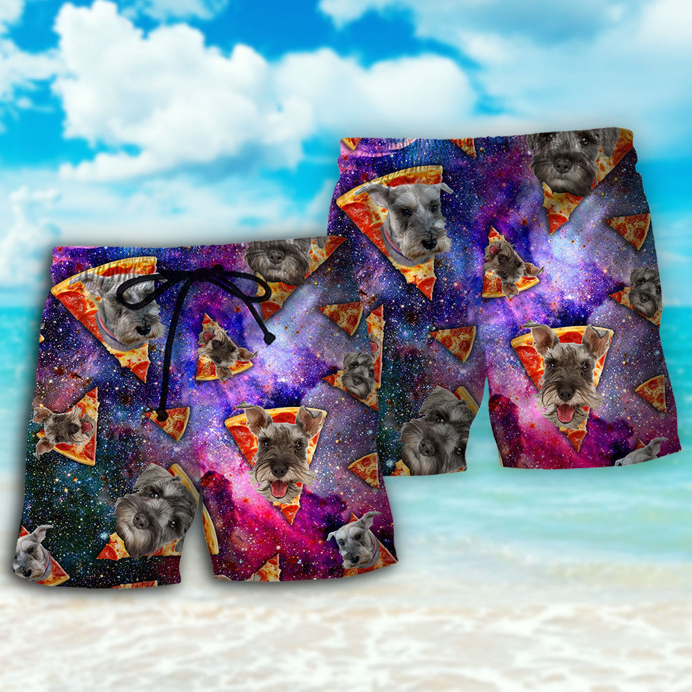 Schnauzer Galaxy Pizza Fun Art - Beach Short