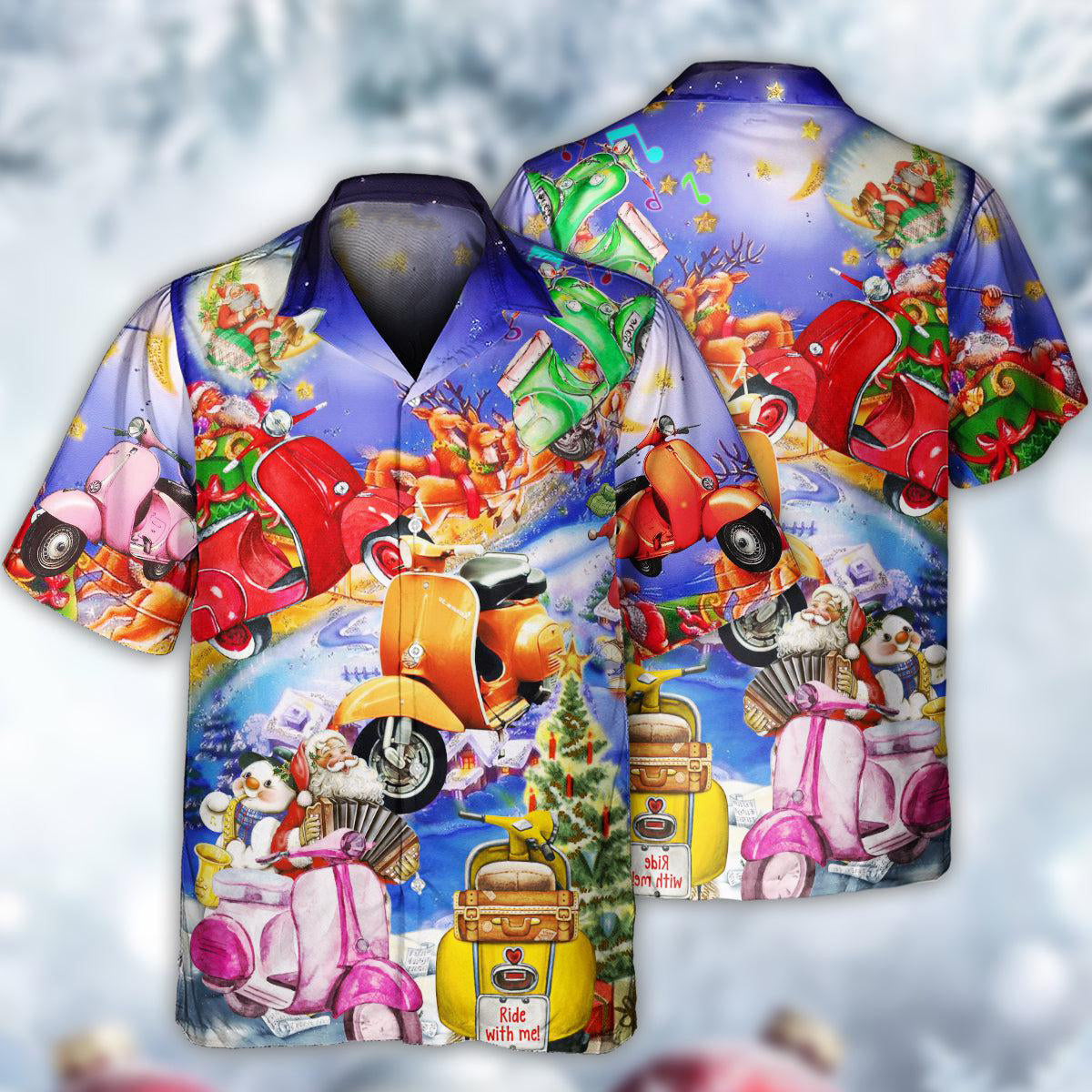 Scooter Beach Christmas Chill Purple Theme - Hawaiian Shirt