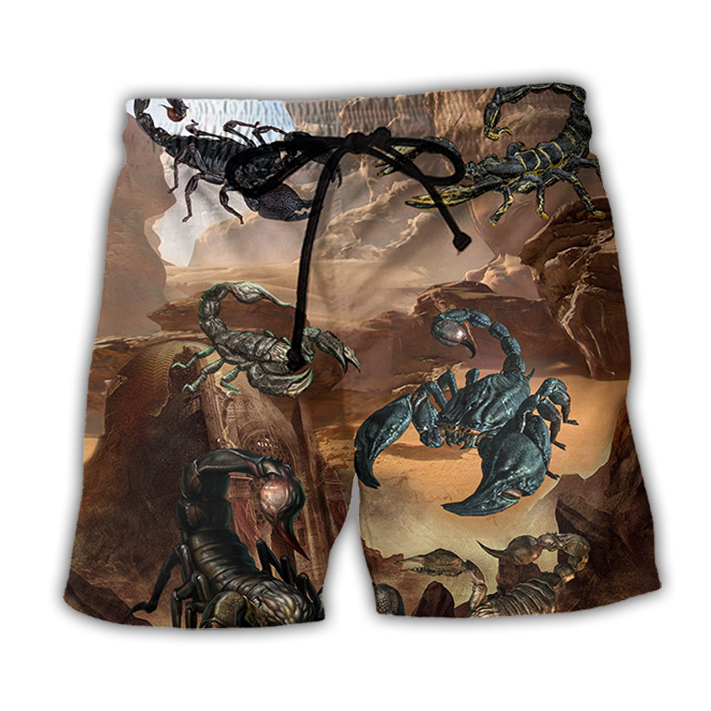 Scorpion With Mountain Background Art – Beach Short