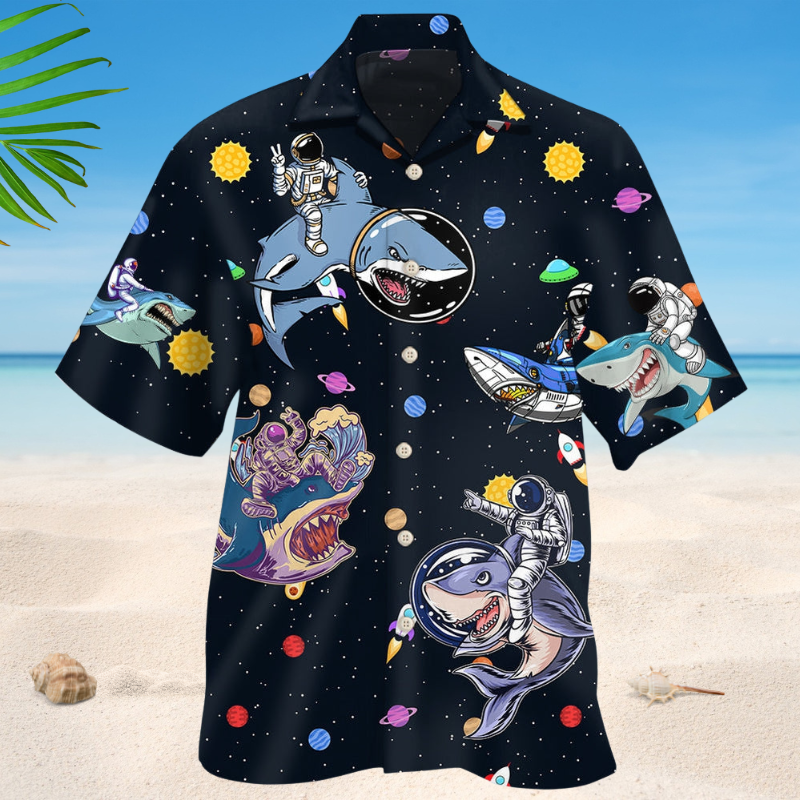 Shark Astronaut Galaxy Style – Hawaiian Shirt