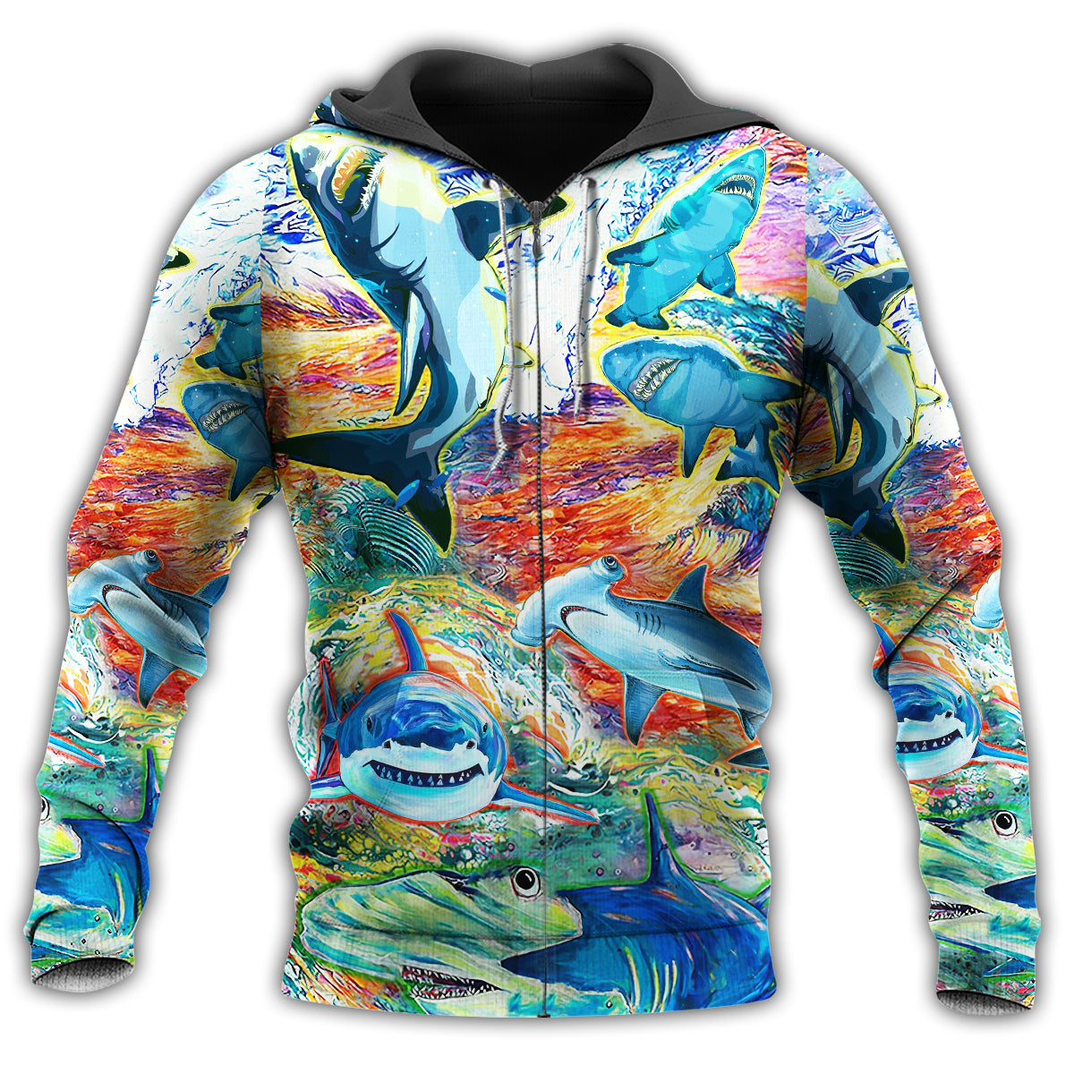 Colorful Shark Painting Art - 3D Hoodie