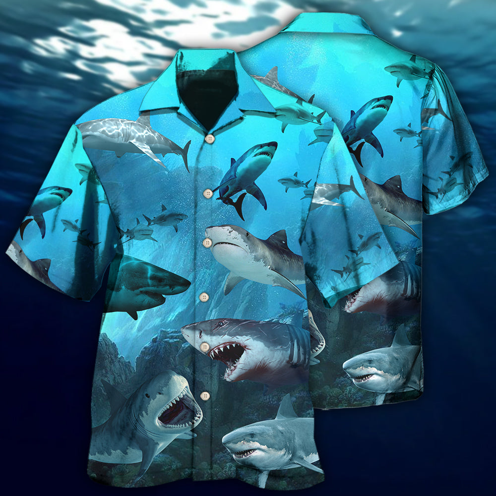 Shark Blue Fresh Ocean Style – Hawaiian Shirt