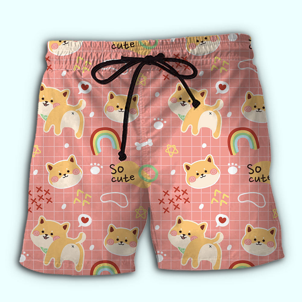 Shiba Inu Rainbow Cute Dog Art – Beach Short