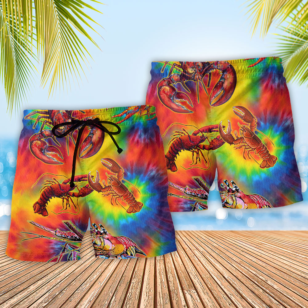 Red Shrimp Rainbow Colorful Art – Beach Short