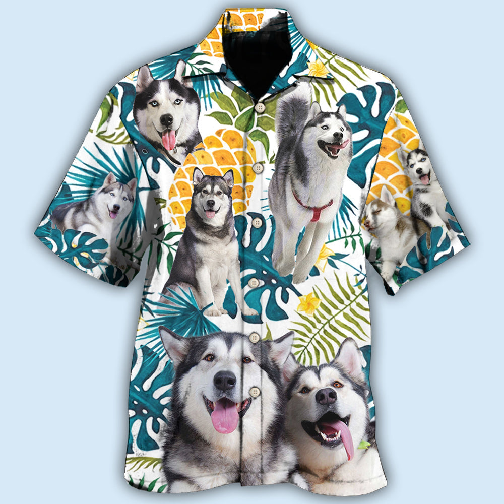 Funny Husky Tropical Leaf Style – Hawaiian Shirt