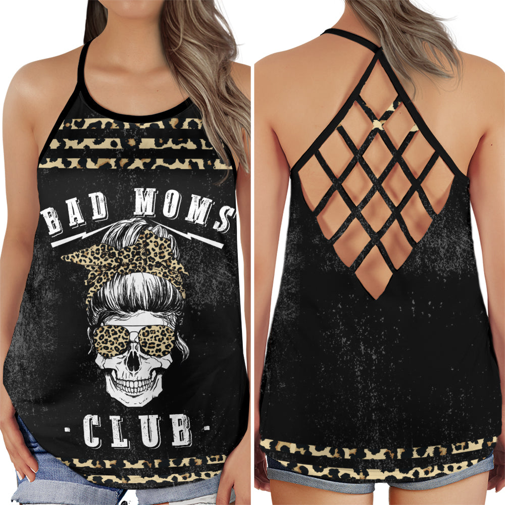 Skull Bad Moms Club Funny Dark Humor Style Art - Hollow Tank Top