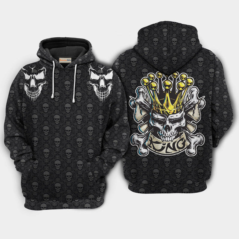 Skull I Am King Quote Art – 3D Hoodie