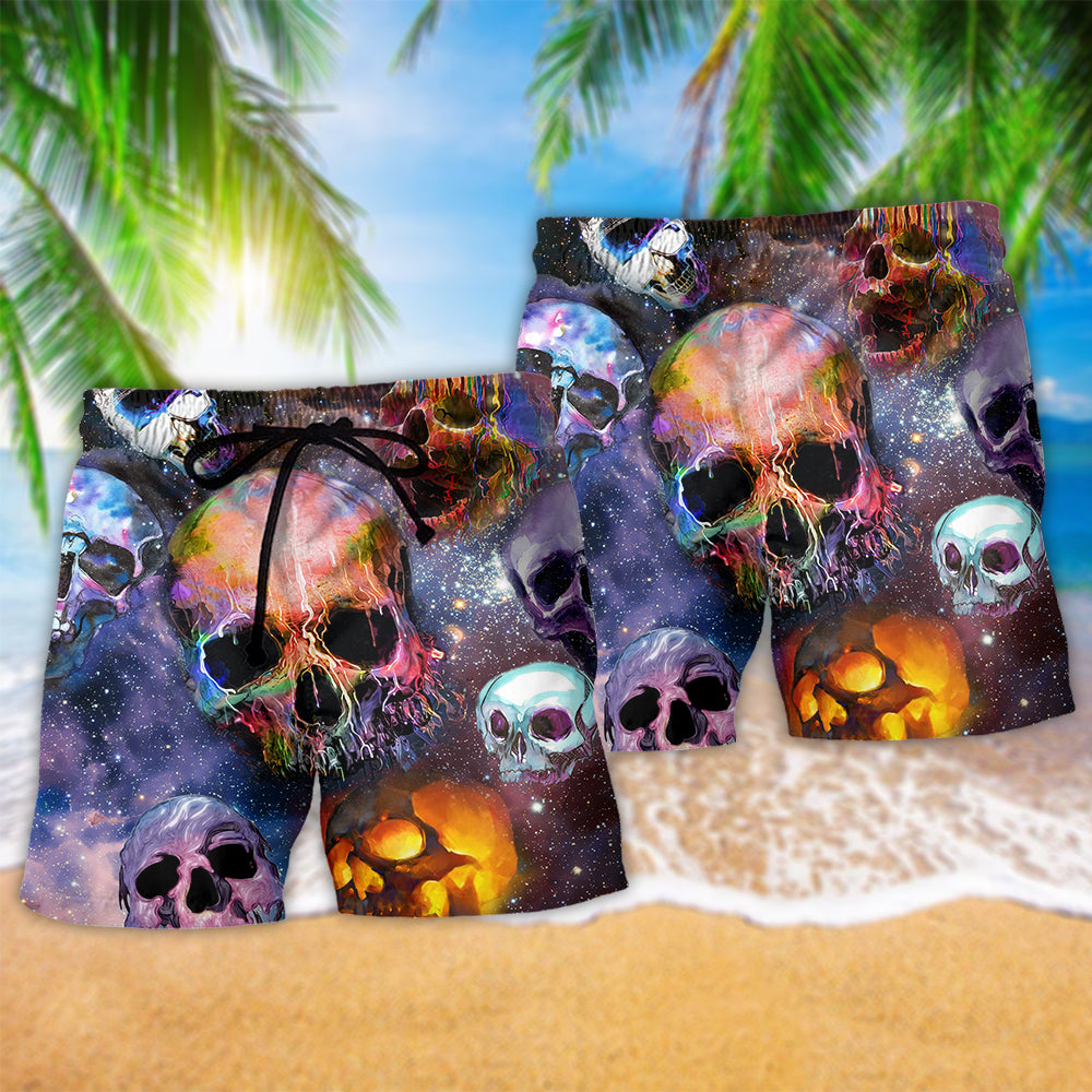 Colorful Skull Life Is Short Art – Beach Short