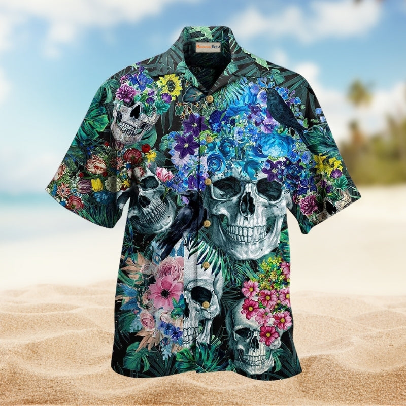 Skull Love Flowers Smile Happy Limited Edition – Hawaiian Shirt