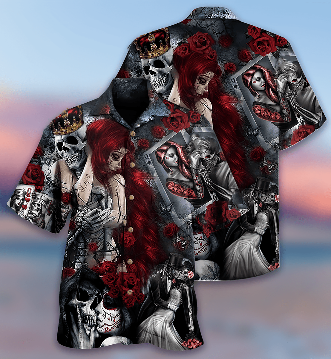 Skull Love Is Life Vintage Style - Hawaiian Shirt