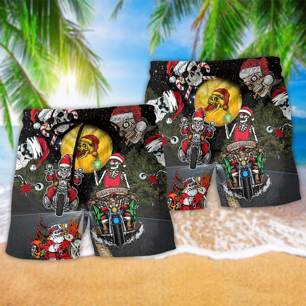 Racing Santa Skull Holiday Art – Beach Short