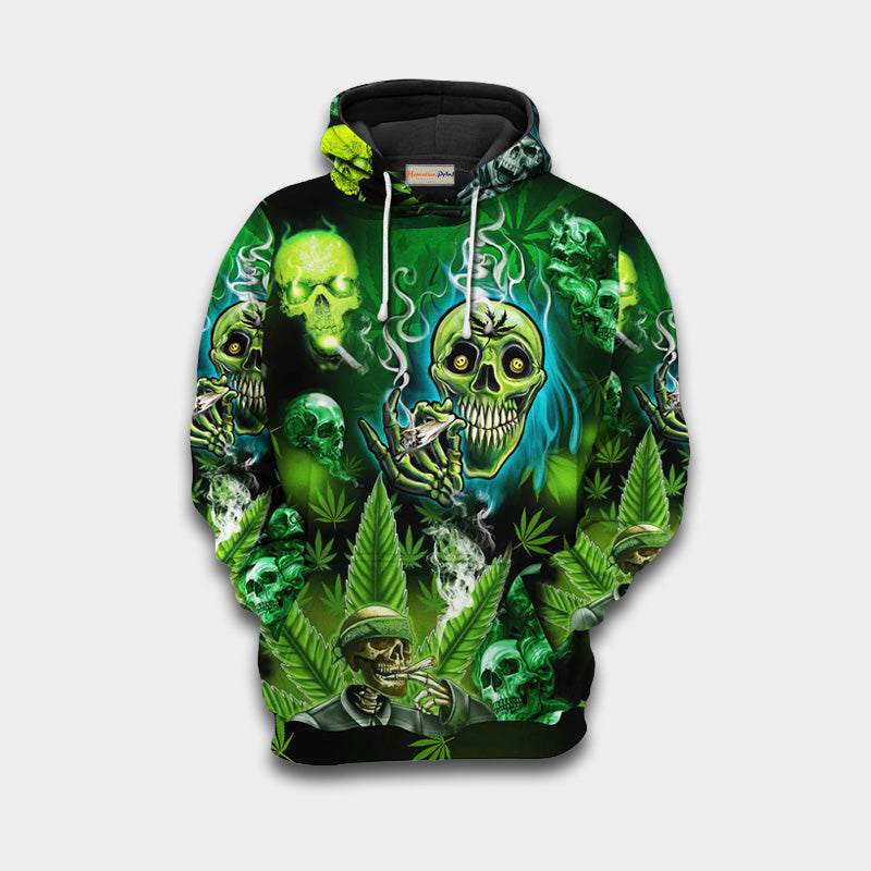 Skull So High Green Art – 3D Hoodie