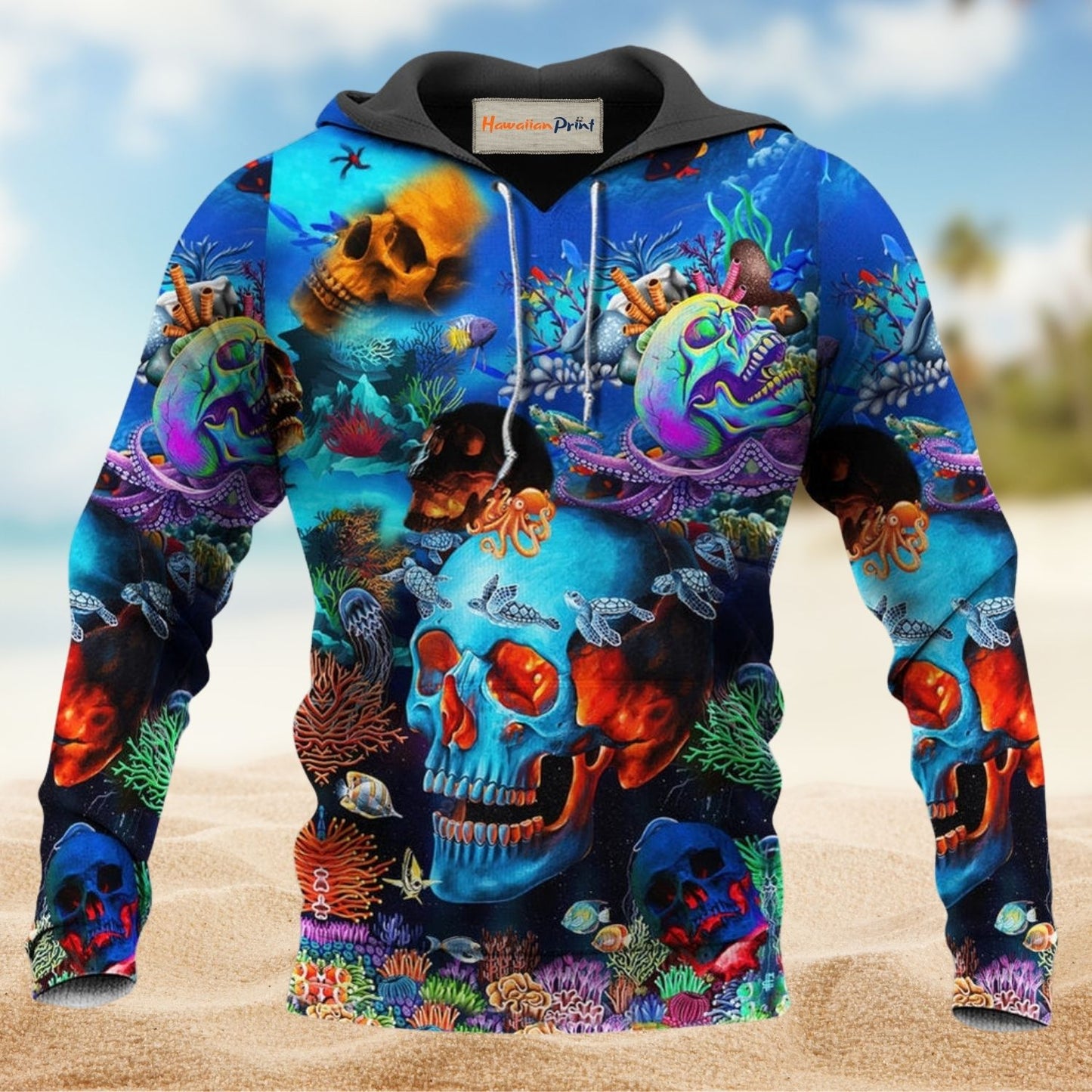 Skull Deep Ocean Blue - 3D Hoodie