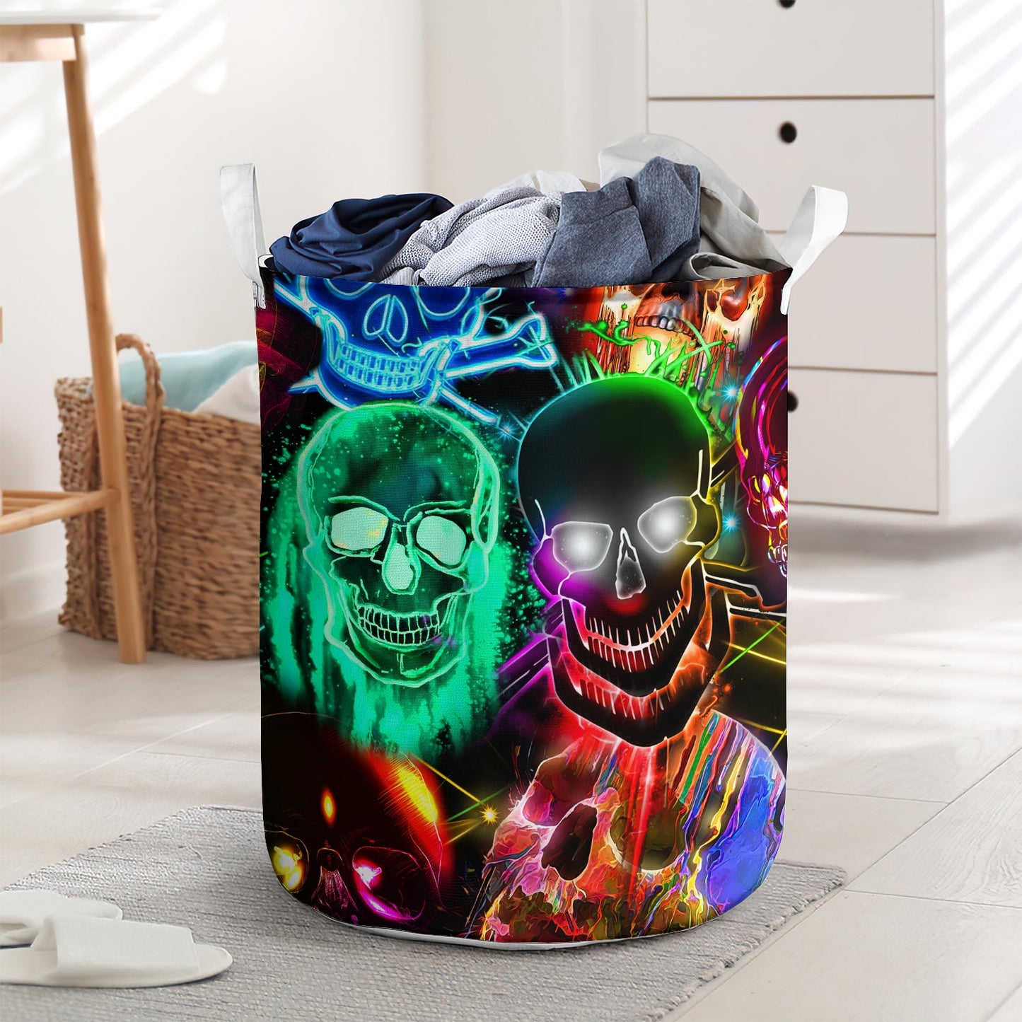 Skull glowing scare style - Laundry basket - LAUB12TNH020322-Owls Matrix