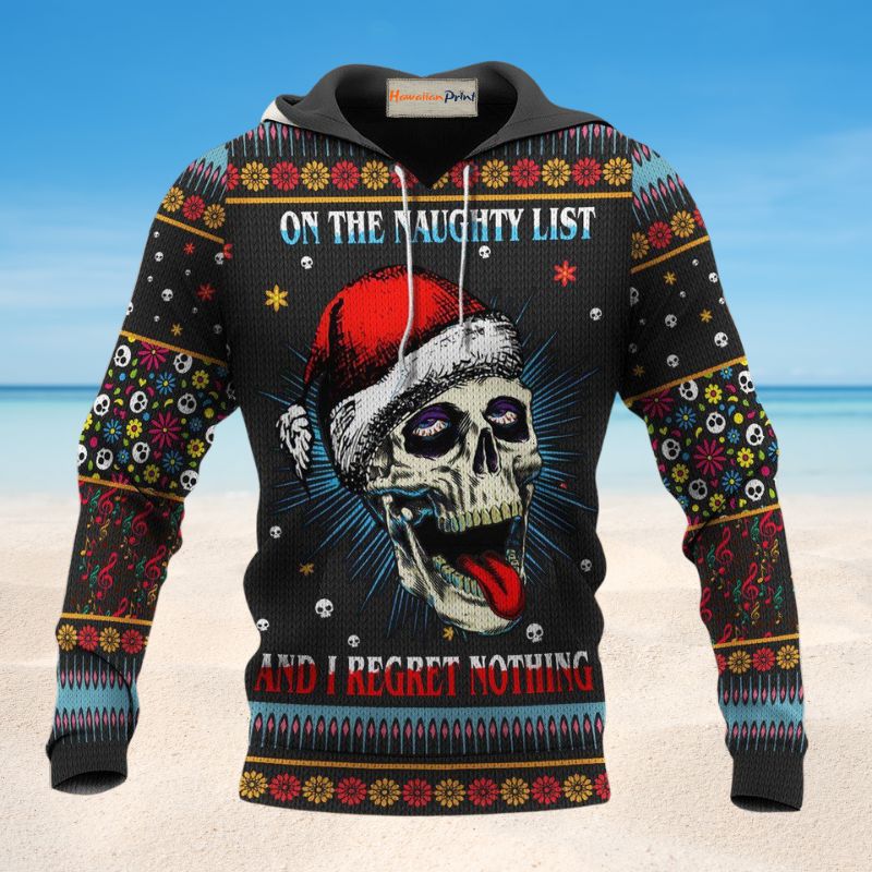 Skull On The Naughty List - 3D Hoodie