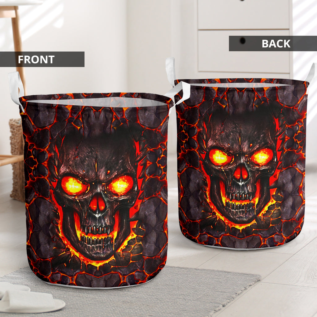 Skull Lava Red And Yellow - Laundry Basket - Owls Matrix LTD