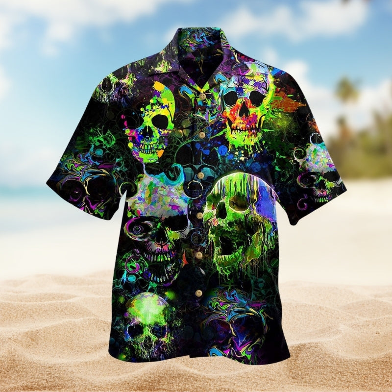 Skulls Green Color Splash Limited Edition – Hawaiian Shirt